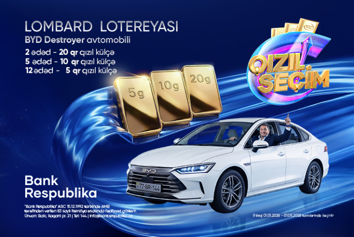 “Bank Respublika”nın “Qızıl Seçim” lotereyasının ikinci tirajına - SAYILI GÜNLƏR QALDI | FED.az