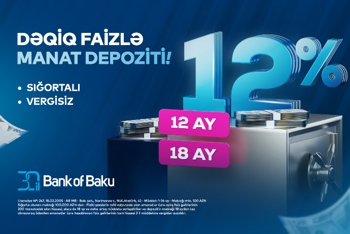 Bank of Baku-da depozit faizləri dəqiq oldu: 12 və 18 ay üzrə illik 12% | FED.az