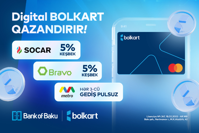 Bank of Baku-nun Mastercard Digital Bolkart kartı qazandırır - 5% KEŞBEK və PULSUZ GEDİŞLƏR! | FED.az