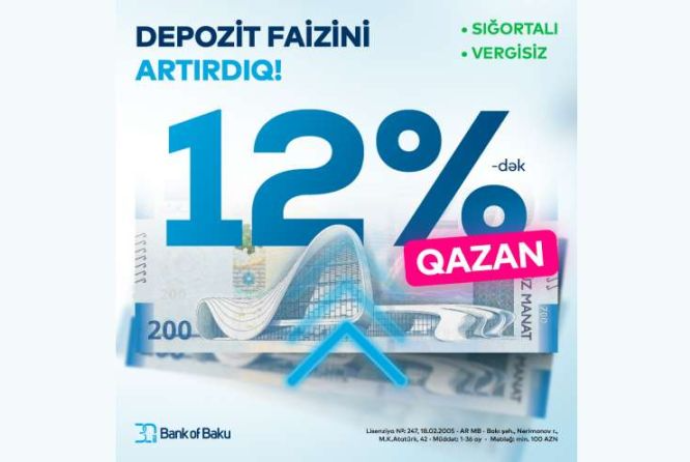 "Bank of Baku" əmanət faizini - 12%-DƏK YÜKSƏLTDİ | FED.az