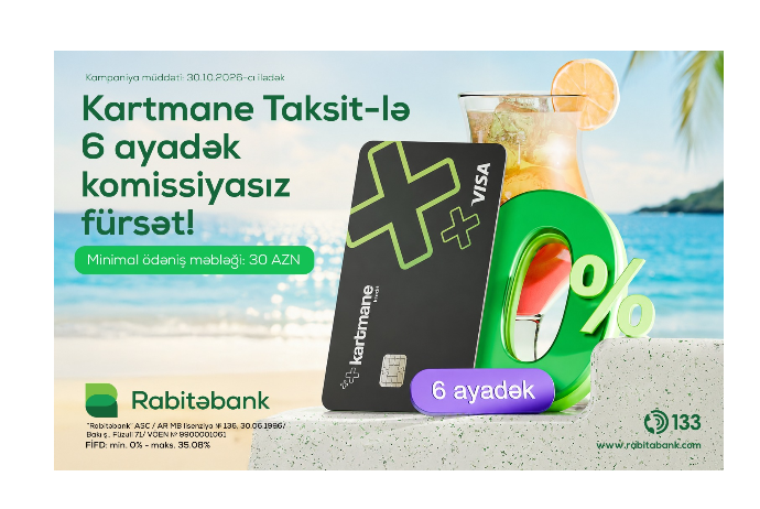 Rabitəbankın Kartmane Taksit kartı 6 ayadək komissiyasız taksit fürsəti - TƏQDİM EDİR | FED.az