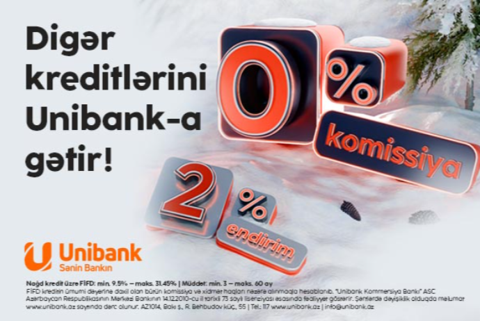 Unibankın 0 % komissiyalı, 2 % endirimli kredit kampaniyası - DAVAM EDİR | FED.az