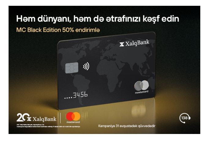Xalq Bankdan MasterCard Black Edition kartına - 50% ENDİRİM | FED.az
