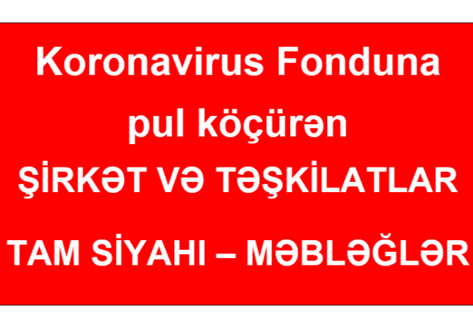 Koronavirus Fonduna pul köçürən şirkət və təşkilatlar – TAM SİYAHI – MƏBLƏĞLƏR | FED.az