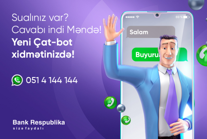 "Bank Respublika" Azərbaycanda ilk dəfə Whatsapp-da çat-bot - İstifadəyə Verdi | FED.az