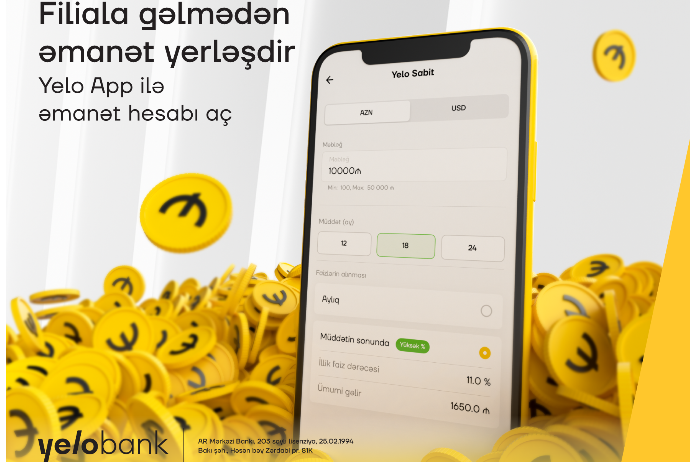 Yelo Bank-dan gözlənilən yenilik: onlayn əmanət!   | FED.az