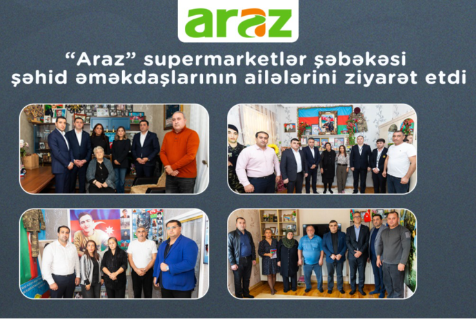 “Araz” supermarketlər şəbəkəsi şəhid əməkdaşlarının ailələrini - ZİYARƏT ETDİ | FED.az