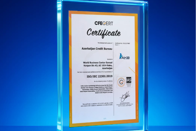 Azərbaycan Kredit Bürosu beynəlxalq sertifikatı əldə edib | FED.az