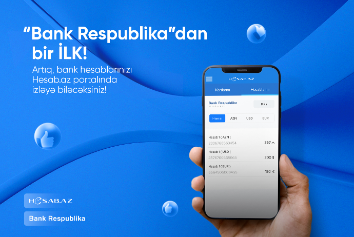 Bank Respublika-dan daha bir yenilik - Müştəriləri öz hesablarını Hesab.az-da izləyə biləcək | FED.az