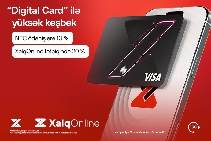 Xalq Bankdan Digital Card-la əməliyyatlara - 20%-DƏK KEŞBEK! | FED.az