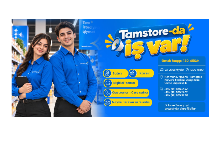Tamstore Marketlər Şəbəkəsində iş imkanları sizləri gözləyir | FED.az
