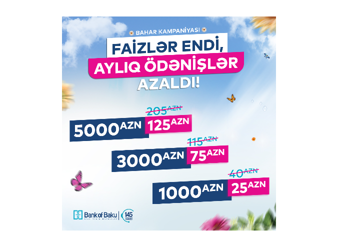 "Bank of Baku"dan Bahar Kampaniyası - FAİZLƏR ENİR, AYLIQ ÖDƏNİŞLƏR AZALIR! | FED.az