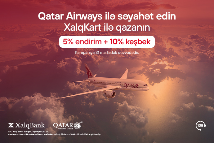 XalqKart-la Qatar Airways aviabiletləri alışında - 10% KEŞBEK QAZANIN | FED.az