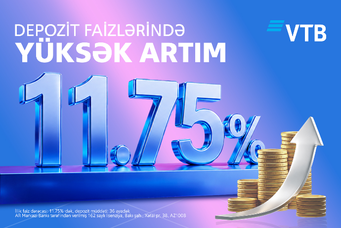 ВТБ (Азербайджан) повысил ставки по вкладам до 11,75% | FED.az
