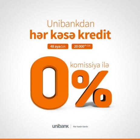 Unibank hər kəs üçün 0% komissiyalı kredit aksiyası keçirir® | FED.az