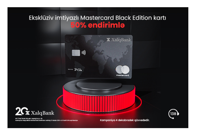 Xalq Bankdan MasterCard Black Edition kartına - 50% ENDİRİM | FED.az