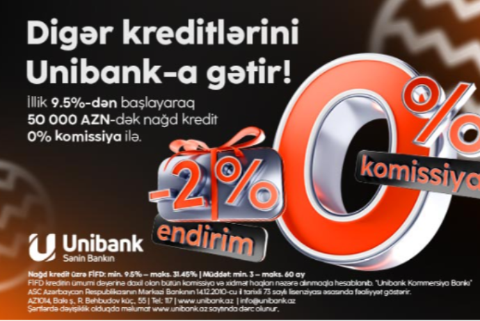 Unibank 0% komissiyalı və 2% endirimli - KREDİT KAMPANİYASI KEÇİRİR | FED.az
