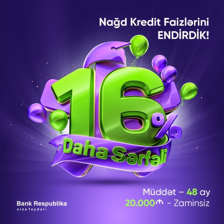 Банк Республика предлагает кредиты на 48 месяцев под 16% годовых | FED.az