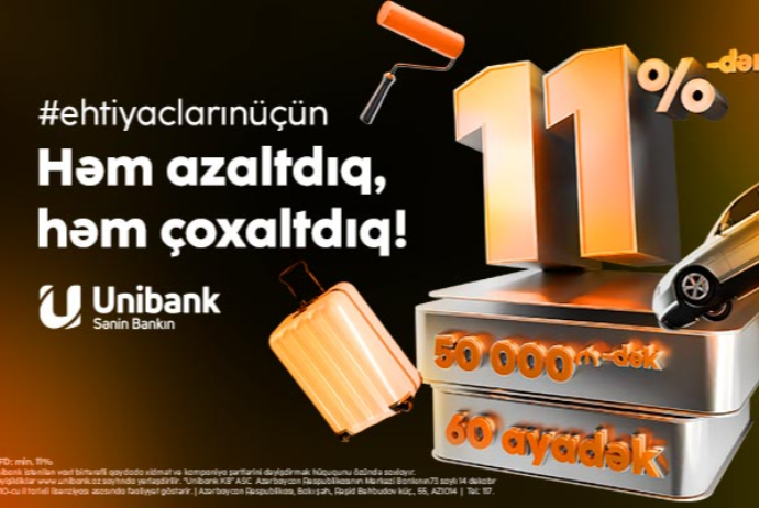 Unibank kredit faizini aşağı saldı, kredit məbləğini və müddəti - ARTIRDI! | FED.az