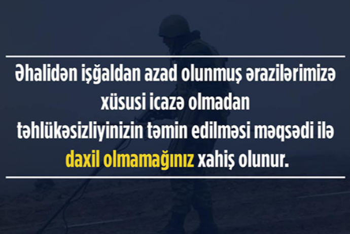 İşğaldan azad olunmuş ərazilərə gedənlərə - XƏBƏRDARLIQ | FED.az