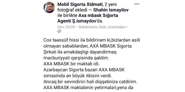 Tanınmış agent "AXA MBASK"ı tərk etdi  | FED.az