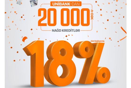 Unibank 18%-dən başlayan kredit təklif edir