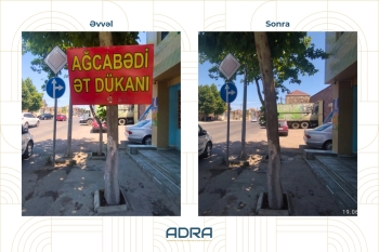 ADRA ağacların üzərinə vurulmuş yüzlərlə reklam qurğusunu demontaj edib - FOTOLAR | FED.az