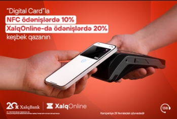 Xalq Bankdan Digital Card-la əməliyyatlara - 20%-DƏK KEŞBEK!