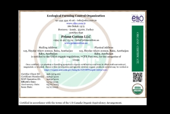 Azərbaycan pambıq sektorunda tarixi ilk: [red]Prime Cotton USDA NOP Orqanik Sertifikatını əldə edən ilk şirkət oldu[/red] | FED.az