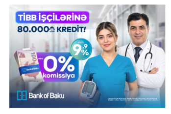 Bank of Baku-da SƏHİYYƏ işçilərinə özəl fürsət var: 80.000 AZN-dək kredit 0 % KOMİSSİYA ilə