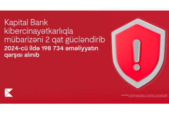 "Kapital Bank" kibercinayətkarlıqla mübarizəni 2 qat gücləndirib: 2024-də 199 min əməliyyatın qarşısını alınıb