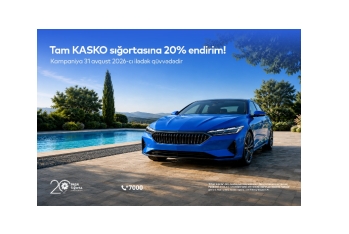 “PAŞA Sığorta”dan Tam KASKO üçün tam - 20% ENDİRİM
