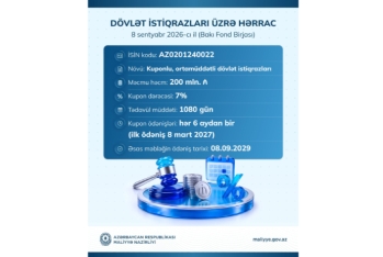 Maliyyə Nazirliyinin istiqrazlarının yerləşdirilməsi üzrə hərrac keçiriləcək