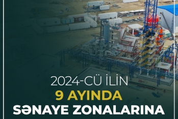 9 ayda sənaye zonalarına 223 milyon manat investisiya yatırılıb