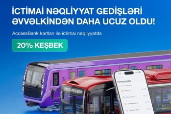 AccessBank kartları ilə ictimai nəqliyyatda ödənişlərə - 20% KEŞBEK İMKANI!