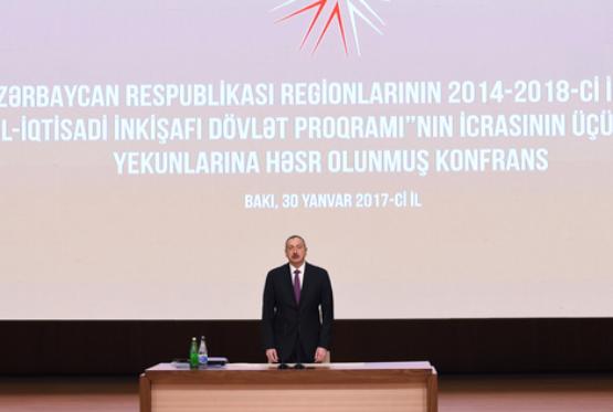 İlham Əliyev regionların sosial-iqtisadi inkişafı Dövlət Proqramının icrasına həsr olunmuş konfransda