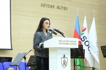 Bakı Ali Neft Məktəbində Mədəniyyət və İncəsənət Universitetinin 100 illik yubileyi qeyd olunub - FOTOLAR | FED.az