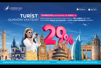 AZAL-dan Turizm işçiləri günü münasibətilə - BEYNƏLXAQ REYSLƏRƏ 29% ENDİRİM!