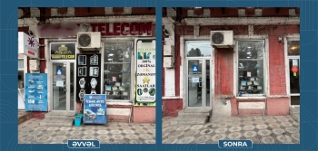 XIX əsrə aid Qarabəy karvansarayının fasadındakı reklamlar sökülüb - FOTOLAR | FED.az