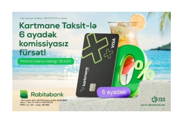 Rabitəbankın Kartmane Taksit kartı 6 ayadək komissiyasız taksit fürsəti - TƏQDİM EDİR