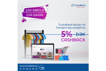 Trendyol-dan "TuranBank" kartları ilə alış-verişlərə - 5%-dək Cashback Hədiyyə!