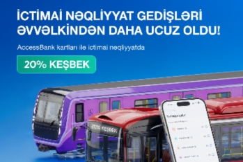 AccessBank kartları ilə ictimai nəqliyyatda ödənişlərə - 20% KEŞBEK İMKANI!