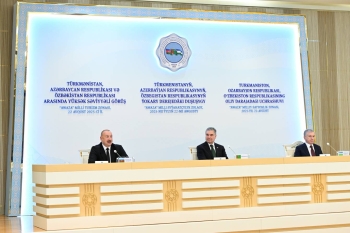 Azərbaycan, Türkmənistan və Özbəkistan liderləri mətbuata birgə bəyanatla çıxış ediblər -  FOTO | FED.az