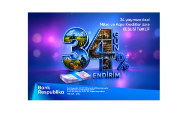 Bank Respublika sahibkarlara “34 GÜN - 34% ENDİRİM” kampaniyasına - START VERİB