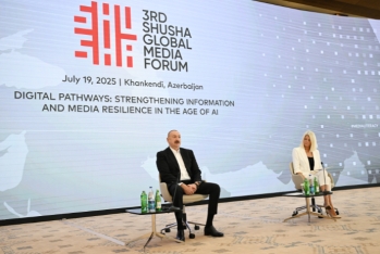 III Şuşa Qlobal Media Forumu işənun iştirakçıları ilə görüş keçirilib Prezident İlham Əliyev görüşdə iştirak edib