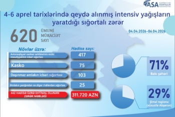 İntensiv yağışlar nəticəsində 600-dən çox sığortalı zərər görüb