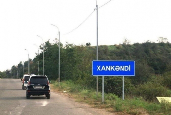 Xankəndidə azərbaycanca yol nişanı - FOTO