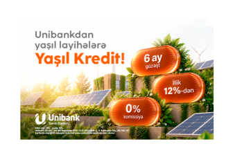 Unibank sahibkarlar üçün Yaşıl kredit təqdim edir: illik faiz 12%-dən başlayır