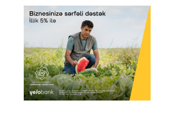 "Yelo Bank"dan biznes kreditini illik cəmi - 5% İLƏ ƏLDƏ EDİN!