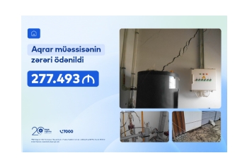 “PAŞA Sığorta” aqrar müəssisənin - 280 min manata yaxın zərərini ödəyib